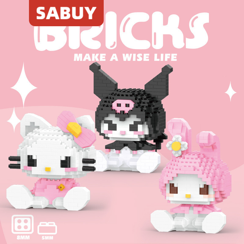 DISNEY Khối Đồ Chơi Xếp Hình Chuột Mickey Minnie Hello Kitty Mini Dễ Thương Cho Bé
