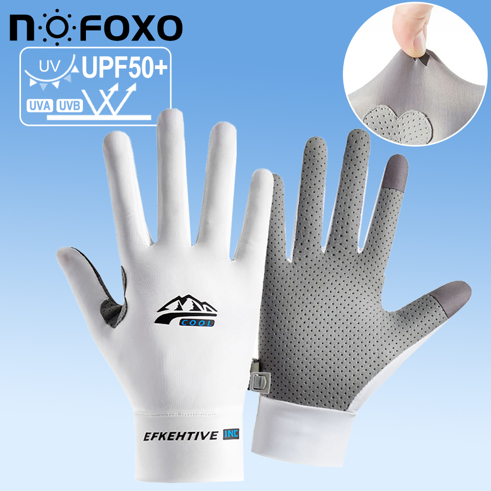 Găng tay lụa băng NOFOXO UPF50+ chống nắng chống tia UV bảo vệ thoáng khí thoải mái cho nam nữ hoạt động ngoài trời