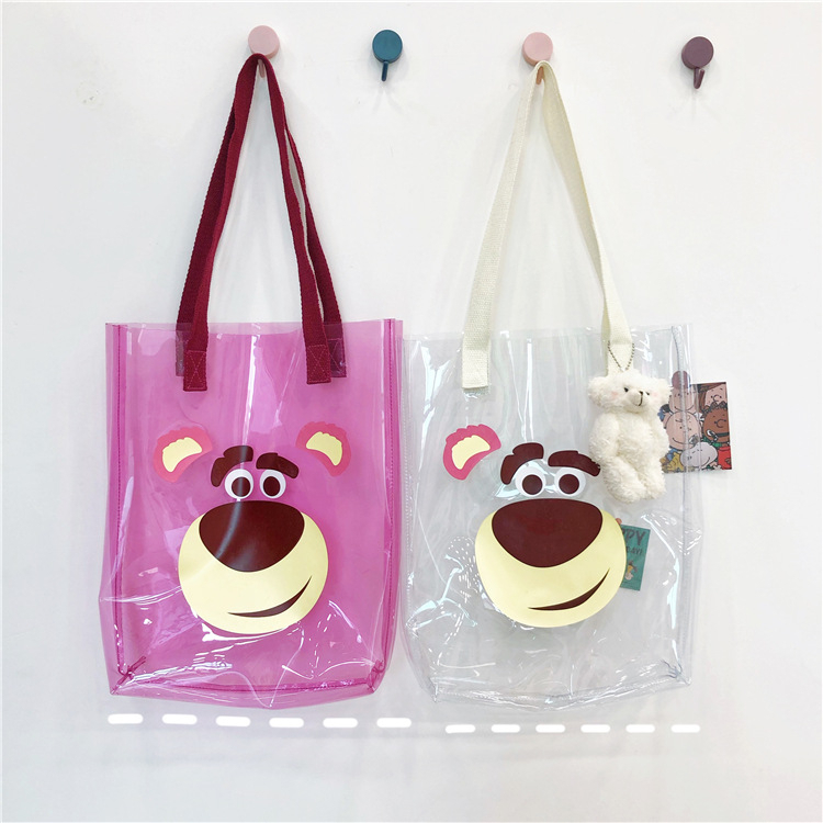 AlphaZ Túi Xách Đeo Vai Trong Suốt Họa Tiết Gấu / Dâu Tây Cỡ Lớn Chống Thấm Nước