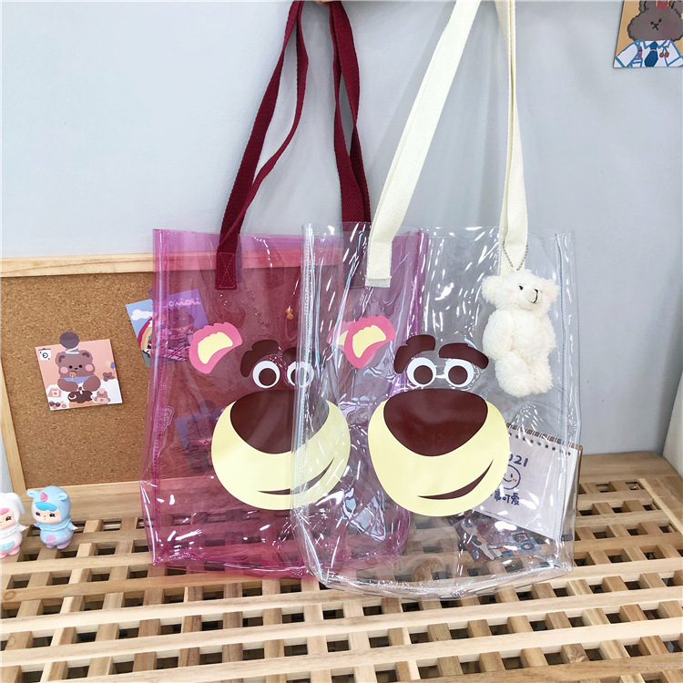 AlphaZ Túi Xách Đeo Vai Trong Suốt Họa Tiết Gấu / Dâu Tây Cỡ Lớn Chống Thấm Nước