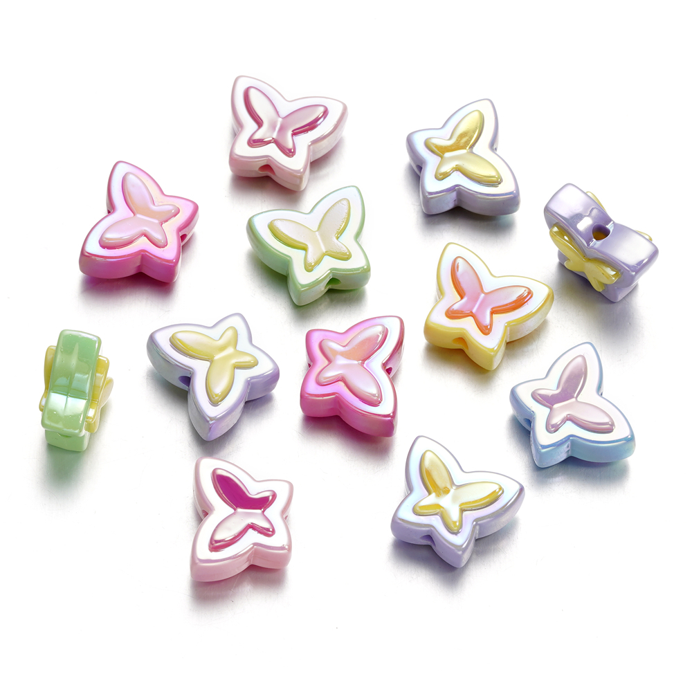 Set 4 Hạt Cườm Nhựa Acrylic Hình Bướm 16 * 20mm Dùng Để Làm Đồ Trang Sức Thủ Công