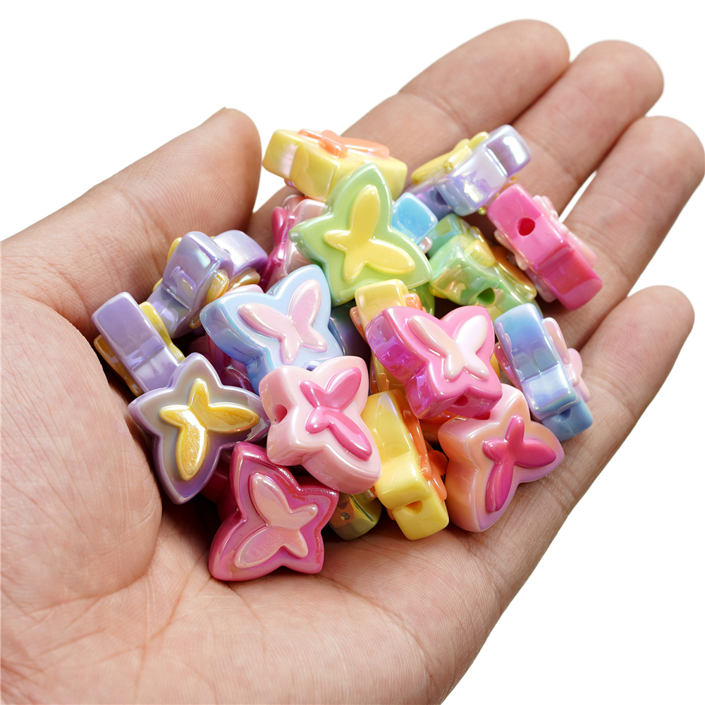 Set 4 Hạt Cườm Nhựa Acrylic Hình Bướm 16 * 20mm Dùng Để Làm Đồ Trang Sức Thủ Công