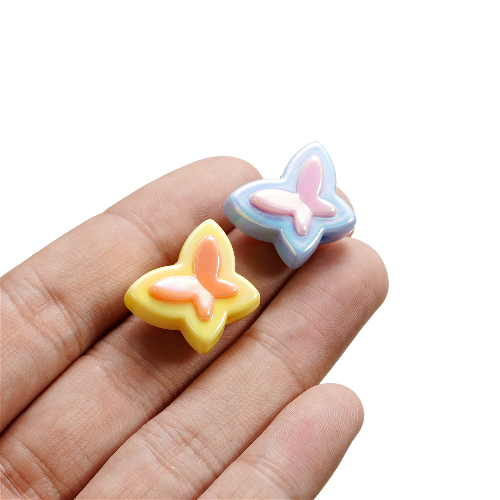 Set 4 Hạt Cườm Nhựa Acrylic Hình Bướm 16 * 20mm Dùng Để Làm Đồ Trang Sức Thủ Công