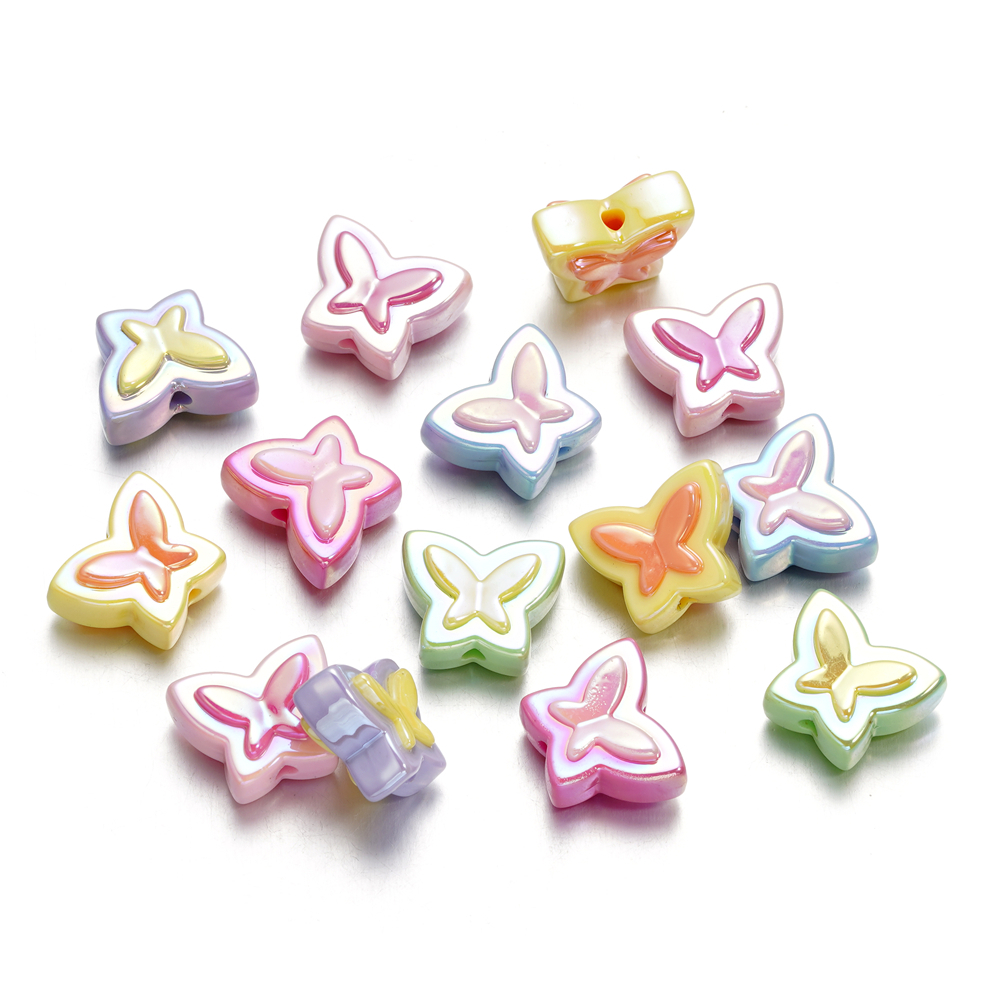 Set 4 Hạt Cườm Nhựa Acrylic Hình Bướm 16 * 20mm Dùng Để Làm Đồ Trang Sức Thủ Công