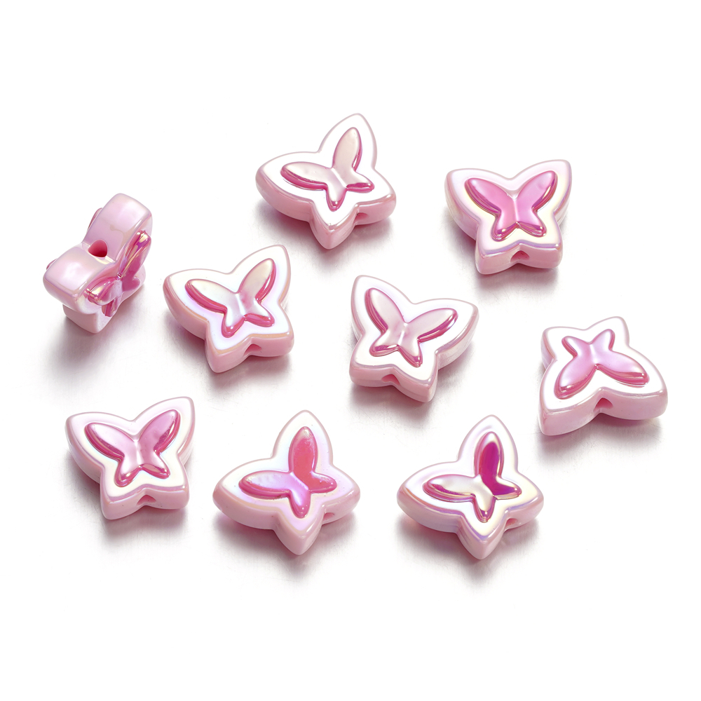 Set 4 Hạt Cườm Nhựa Acrylic Hình Bướm 16 * 20mm Dùng Để Làm Đồ Trang Sức Thủ Công