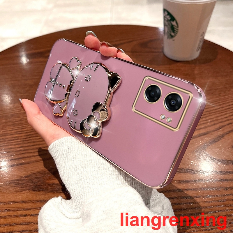 Ốp lưng oppo A57 2022 4g oppo a77s 5G A77 5G Ốp Điện Thoại Silicon Chống Sốc Tráng Gương Hình Mèo Kitty Cho oppo A57 2022 4g oppo a77s 5G A77 5G DDJZM01 viền vuông cute