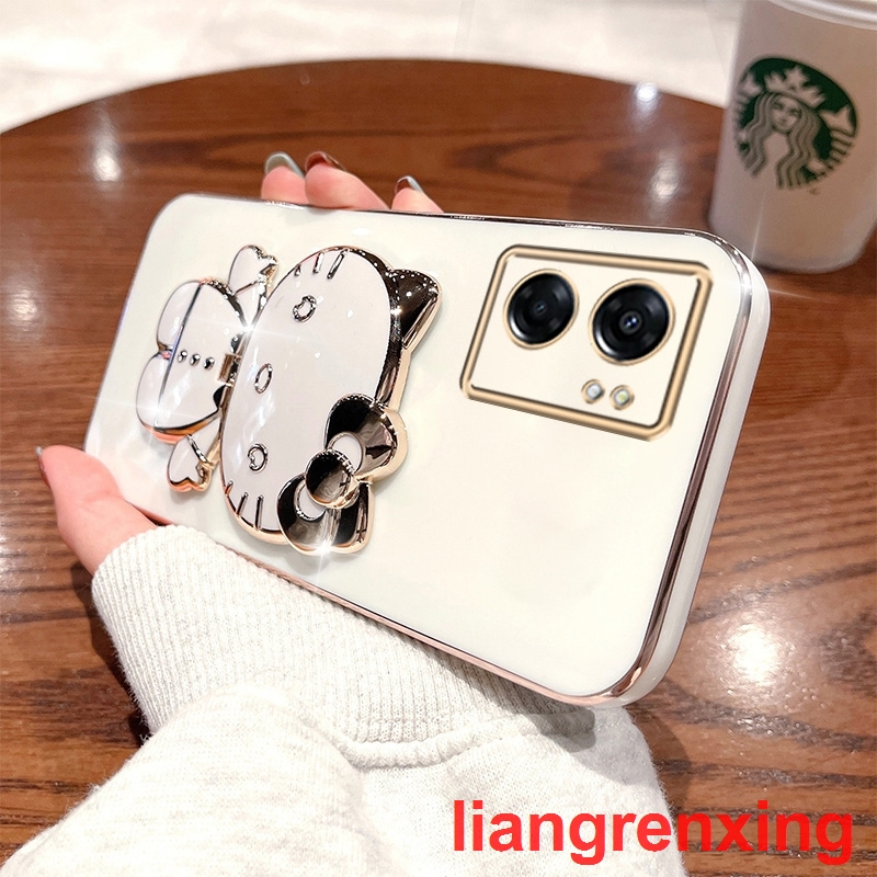 Ốp lưng oppo A57 2022 4g oppo a77s 5G A77 5G Ốp Điện Thoại Silicon Chống Sốc Tráng Gương Hình Mèo Kitty Cho oppo A57 2022 4g oppo a77s 5G A77 5G DDJZM01 viền vuông cute