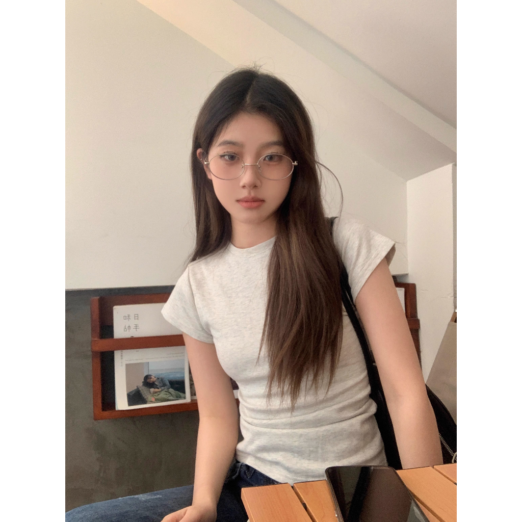 HUANG YOYO Áo Thun Tay Ngắn Cổ Tròn Màu Sắc Thời Trang Dành Cho Nữ