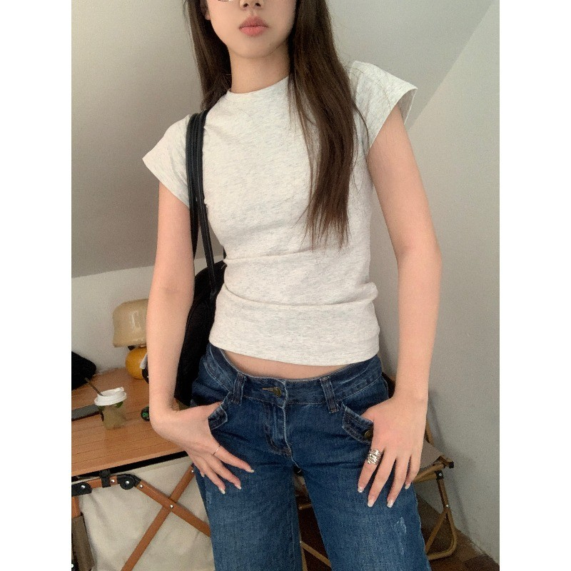 HUANG YOYO Áo Thun Tay Ngắn Cổ Tròn Màu Sắc Thời Trang Dành Cho Nữ