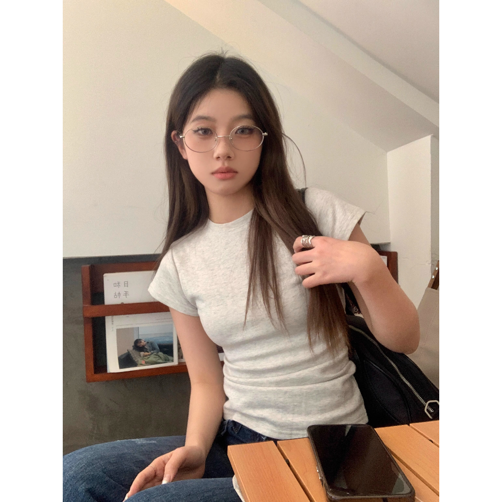 HUANG YOYO Áo Thun Tay Ngắn Cổ Tròn Màu Sắc Thời Trang Dành Cho Nữ