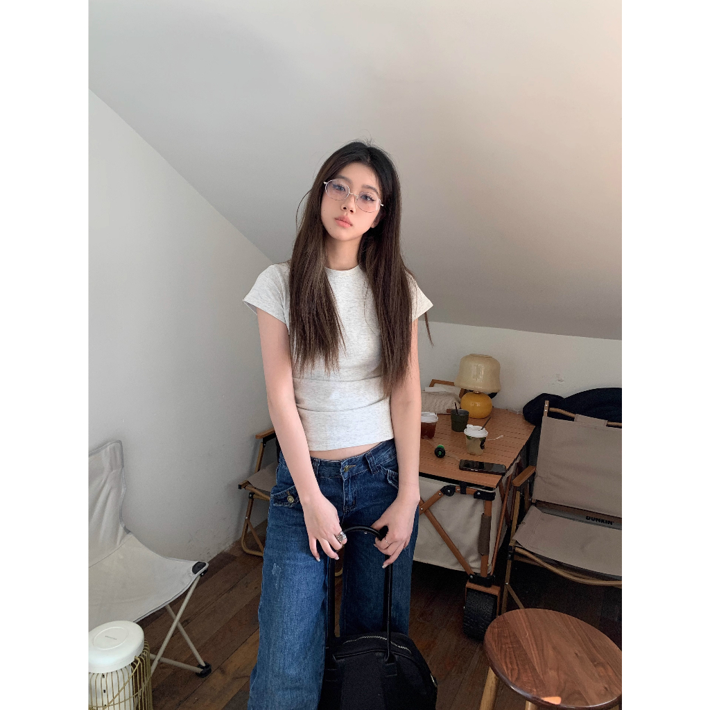 HUANG YOYO Áo Thun Tay Ngắn Cổ Tròn Màu Sắc Thời Trang Dành Cho Nữ