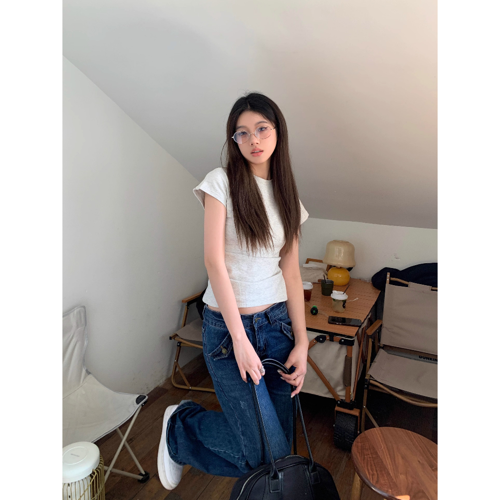 HUANG YOYO Áo Thun Tay Ngắn Cổ Tròn Màu Sắc Thời Trang Dành Cho Nữ