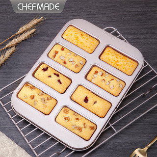 CHEFMADE vàng 8-kết nối chống dính hình chữ nhật Feinan tuyết khuôn bánh hộ gia đình bánh bánh mì bánh quy khuôn nướng bánh WK9838