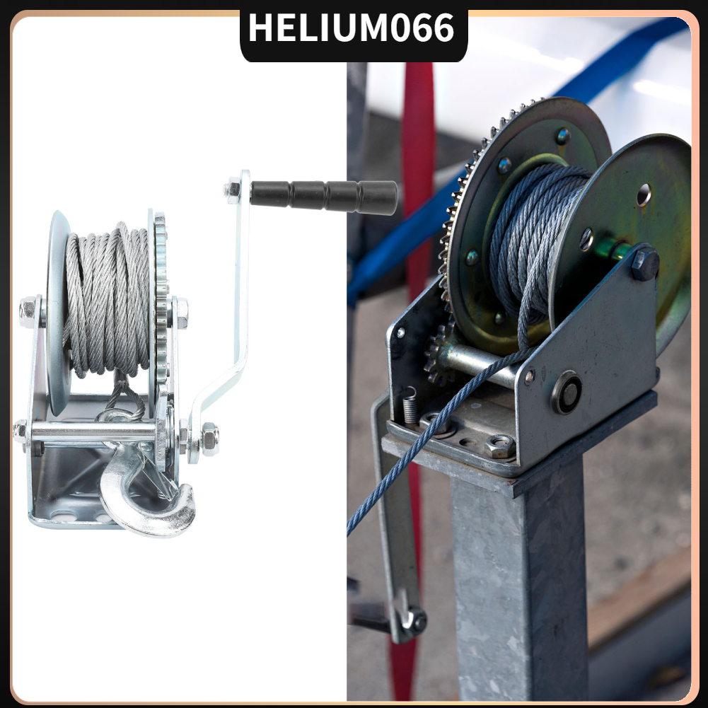 Tời quay tay1200lb Loại tự khóa Tay quay Phụ kiện nâng cẩu bằng thép hợp kim có móc Helium066