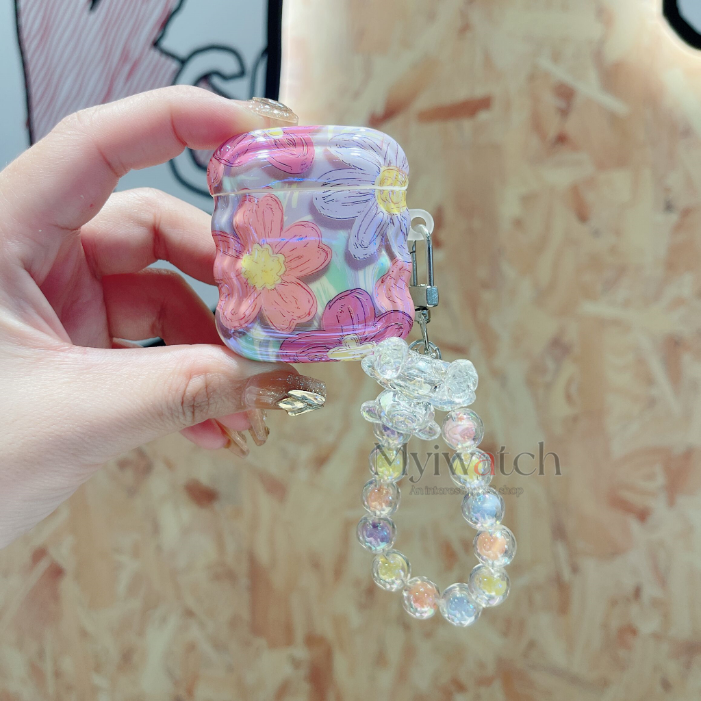 Vỏ Bảo Vệ Hộp Sạc Tai Nghe Airpod 1 2 3 pro 2 Bằng Silicon Mềm Họa Tiết Hoa Xinh Xắn