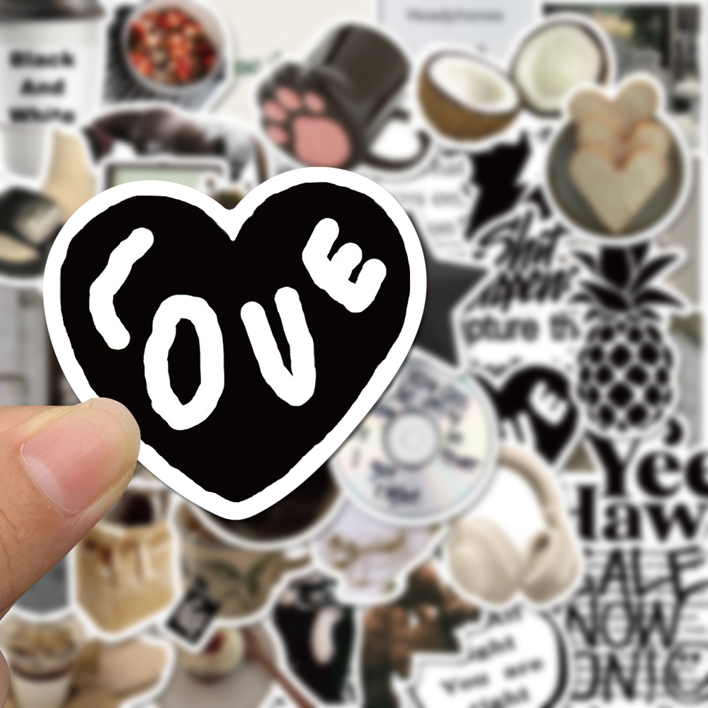 Bộ 60 Miếng Dán Họa Tiết graffiti Trắng Đen Tinh Tế Chống Thấm Nước Trang Trí laptop