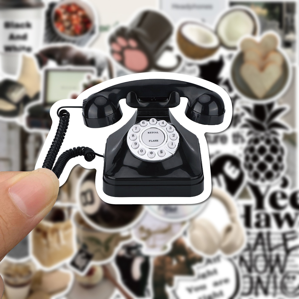 Bộ 60 Miếng Dán Họa Tiết graffiti Trắng Đen Tinh Tế Chống Thấm Nước Trang Trí laptop