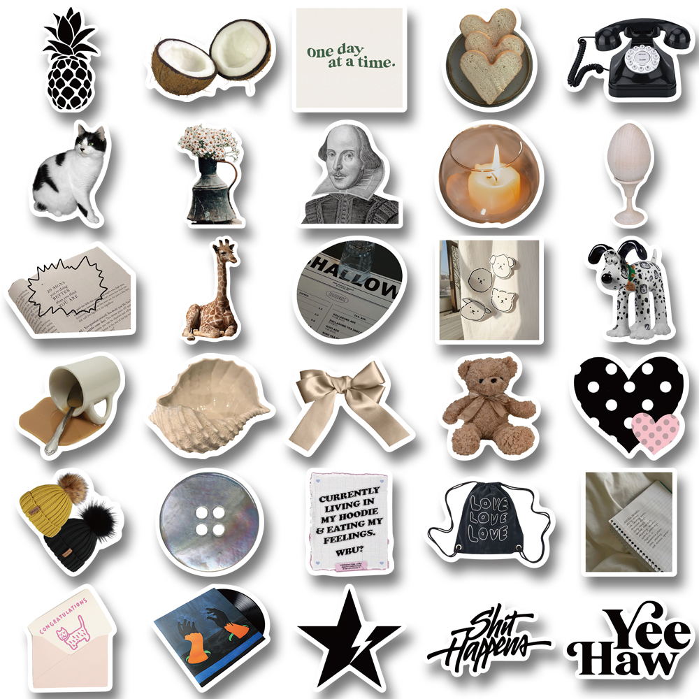 Bộ 60 Miếng Dán Họa Tiết graffiti Trắng Đen Tinh Tế Chống Thấm Nước Trang Trí laptop