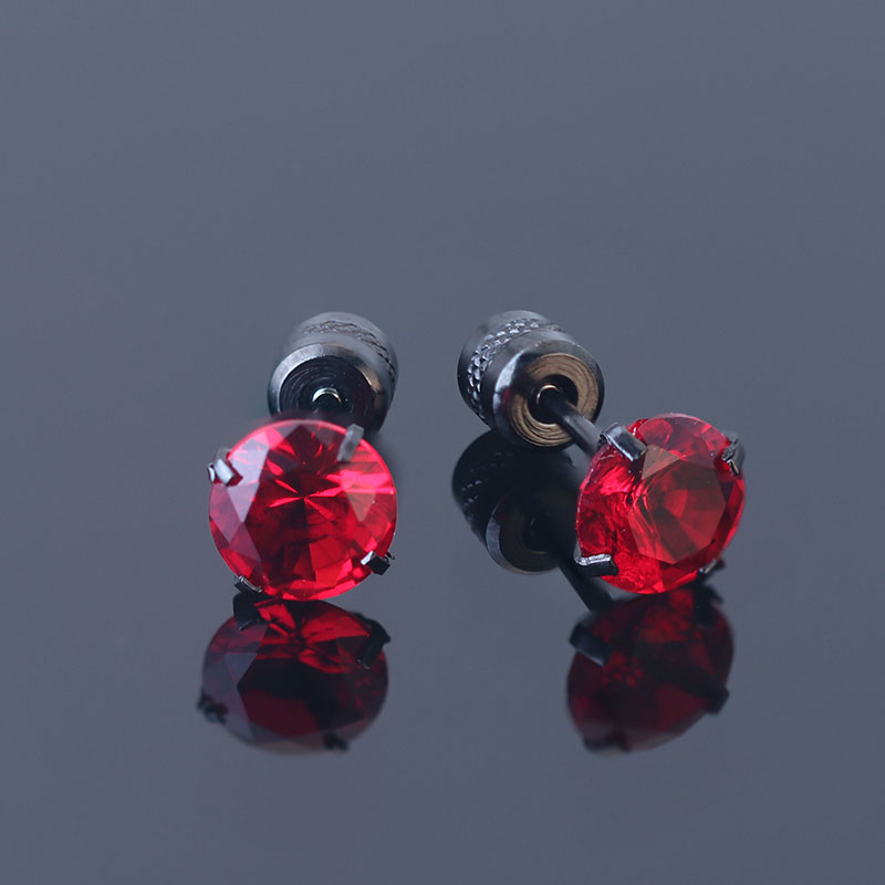 1 Đôi Bông Tai Thép Titan Đính Kim Cương Đen Nhiều Màu 5MM Dành Cho Nam Nữ