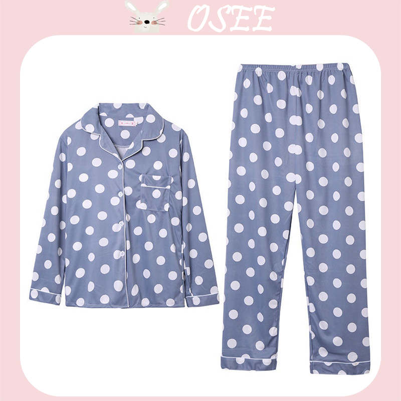 Bộ Đồ Ngủ Pijama Dài Tay Cài Nút Mỏng Kẻ Sọc Caro Phong Cách Hàn Quốc Mặc Ở Nhà Mùa Thu Đông