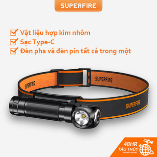 Đèn pin đội đầu superfire th04 18650 có thể sạc lại bằng cổng usb siêu sáng