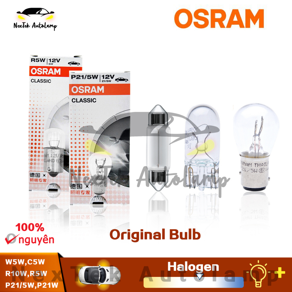 OSRAM S25 P21W P215W R10W R5W W5W C5W 12V Đèn tín hiệu Halogen Bóng đèn dòng ban đầu Đèn pha tiêu chuẩn Đèn sương mù Bóng đèn ô tô Chất lượng OEM