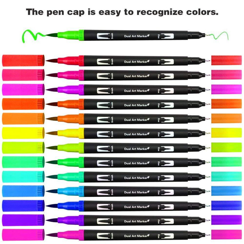 Professional Bộ Vẽ 12/24/36/48/60 Màu Bút Đánh Dấu Dual Tip Brush Pen& Fineliner Bút Màu Nước Văn Phòng Phẩm Quà Tặng Cho Bé