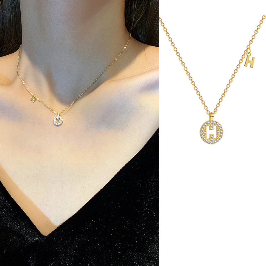 Vòng cổ Mạ Vàng 18K Mặt Chữ H Thời Trang Hàn Quốc Cho Nữ
