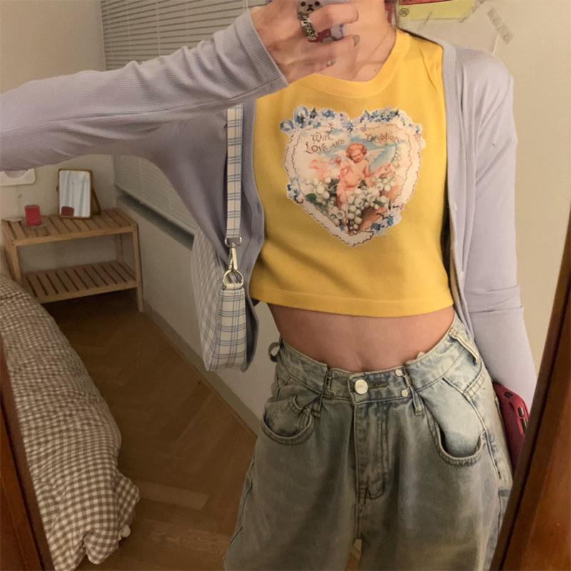 Áo Thun Nữ Ngắn Tay In Hình Thời Trang Hàn Quốc