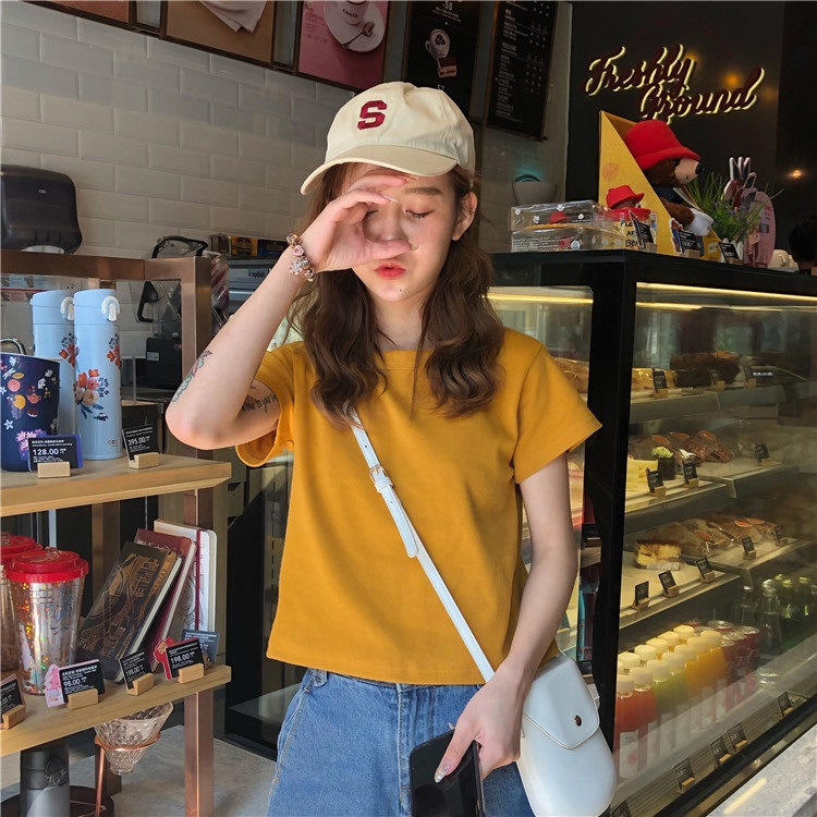 Áo Thun Nữ Cổ Tròn Ngắn Tay Thời Trang Hàn Quốc Đơn Giản