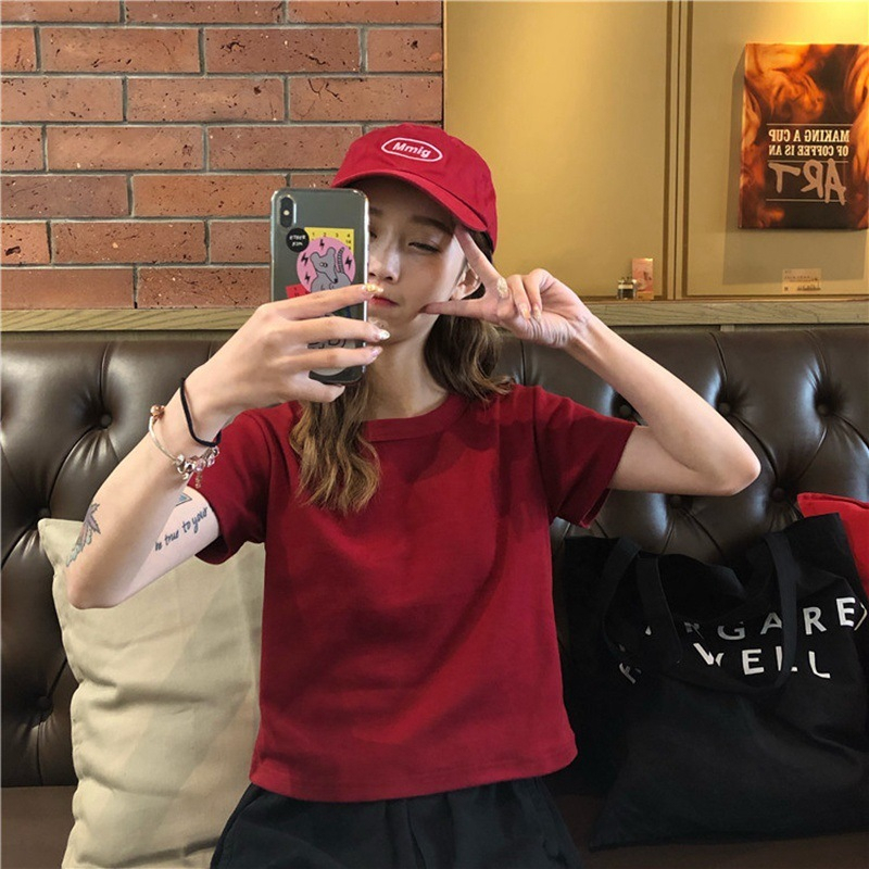 Áo Thun Nữ Cổ Tròn Ngắn Tay Thời Trang Hàn Quốc Đơn Giản