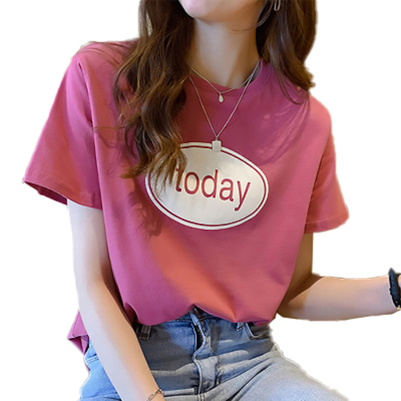 Áo Thun Tay Ngắn Cổ Tròn Dáng Rộng Thời Trang Hàn Quốc Cho Nữ