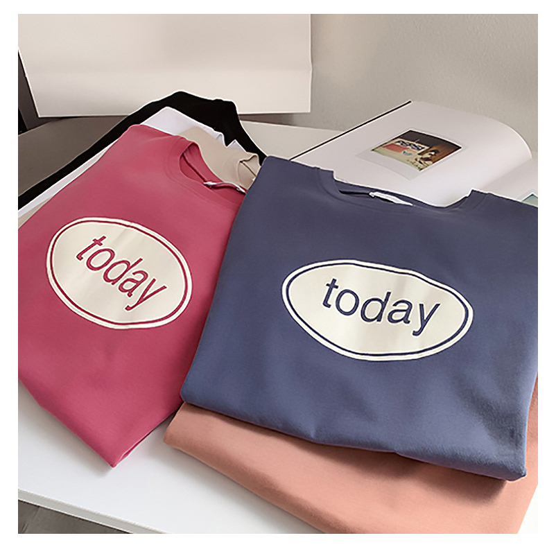 Áo Thun Tay Ngắn Cổ Tròn Dáng Rộng Thời Trang Hàn Quốc Cho Nữ