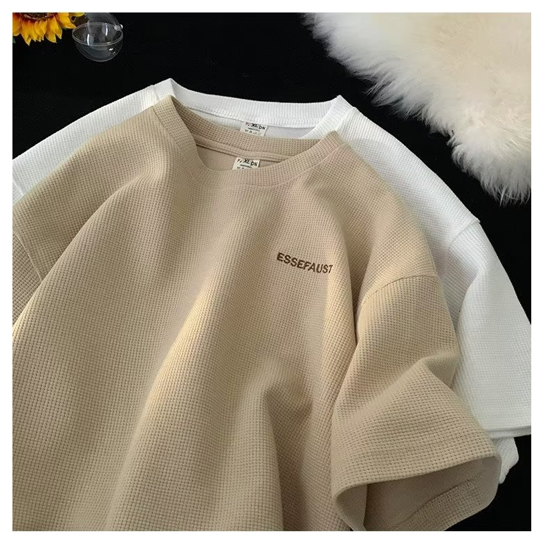 Áo Sơ Mi Ngắn Tay Cổ Tròn Màu Trơn Thời Trang Hàn Quốc Cho Nam áo phông form rộng áo unisex áo thun thể thao