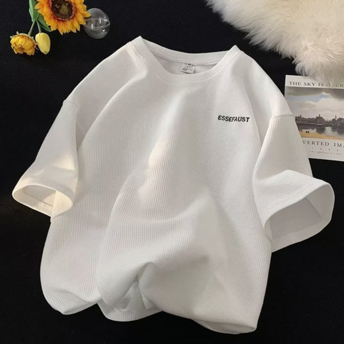 Áo Sơ Mi Ngắn Tay Cổ Tròn Màu Trơn Thời Trang Hàn Quốc Cho Nam áo phông form rộng áo unisex áo thun thể thao