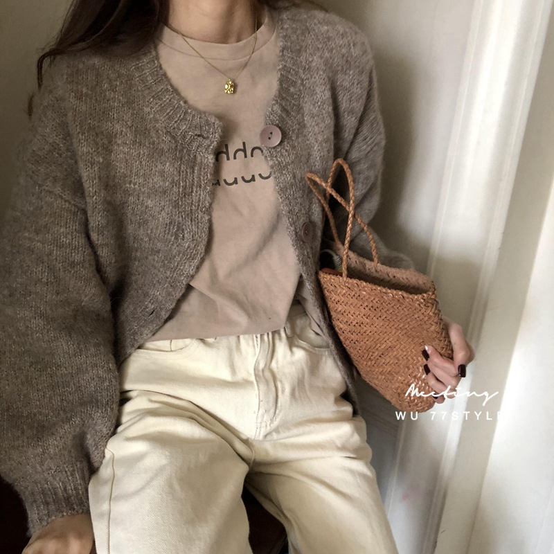 Áo Thun Ngắn Tay Cổ Tròn Dáng Rộng Thời Trang Retro Hàn Quốc Cho Nữ