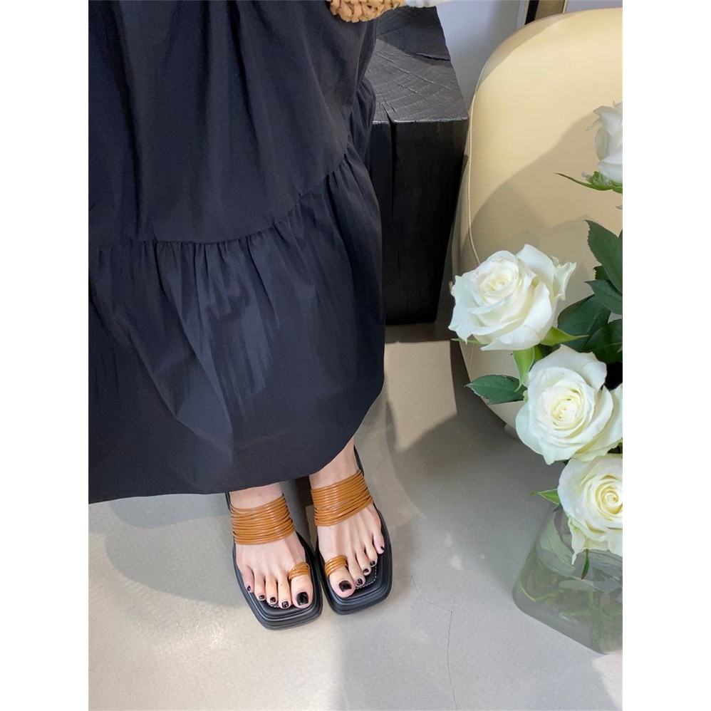 Giày Sandal Cao Gót Hở Ngón Họa Tiết Kẻ Sọc Thời Trang Dành Cho Nữ