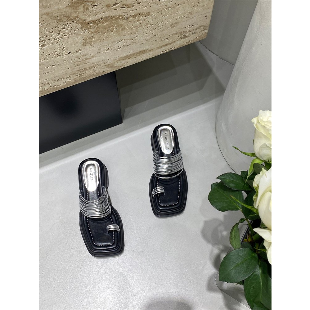 Giày Sandal Cao Gót Hở Ngón Họa Tiết Kẻ Sọc Thời Trang Dành Cho Nữ