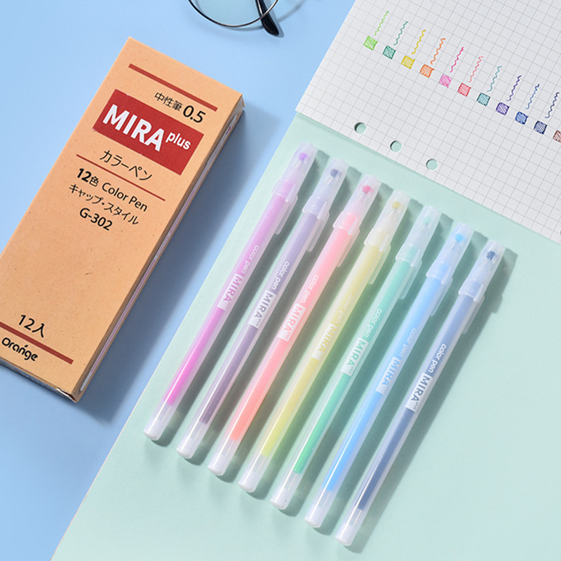 1 Cây Bút Mực Gel Trong Suốt Ngòi 0.5mm 12 Màu