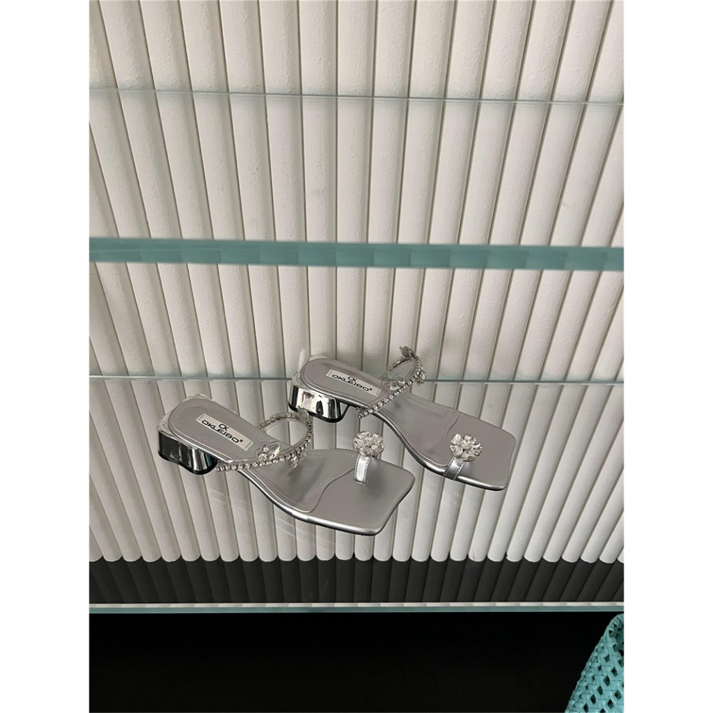 Giày Sandal Mũi Vuông Đính Đá Thời Trang Xuân Hè Mới Cho Nữ