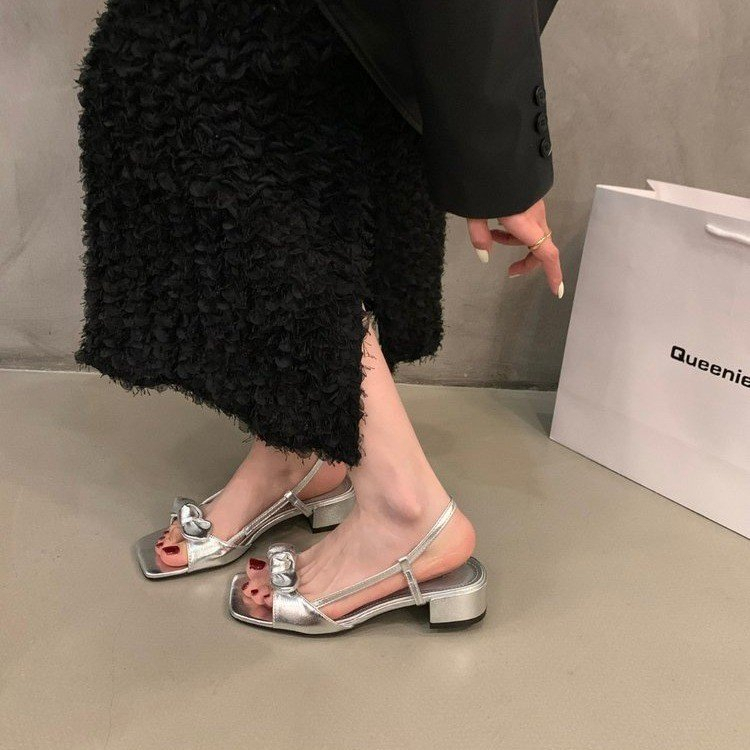 Giày Sandal Đế Thấp Mũi Vuông Phong Cách Hàn Quốc Cho Nữ