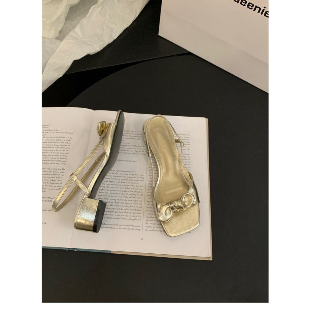 Giày Sandal Đế Thấp Mũi Vuông Phong Cách Hàn Quốc Cho Nữ