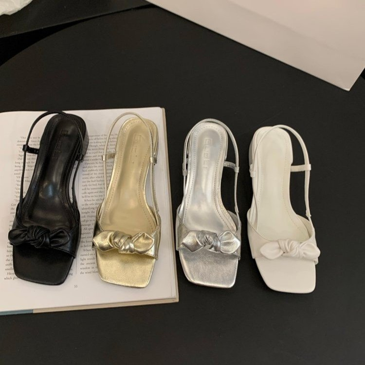 Giày Sandal Đế Thấp Mũi Vuông Phong Cách Hàn Quốc Cho Nữ