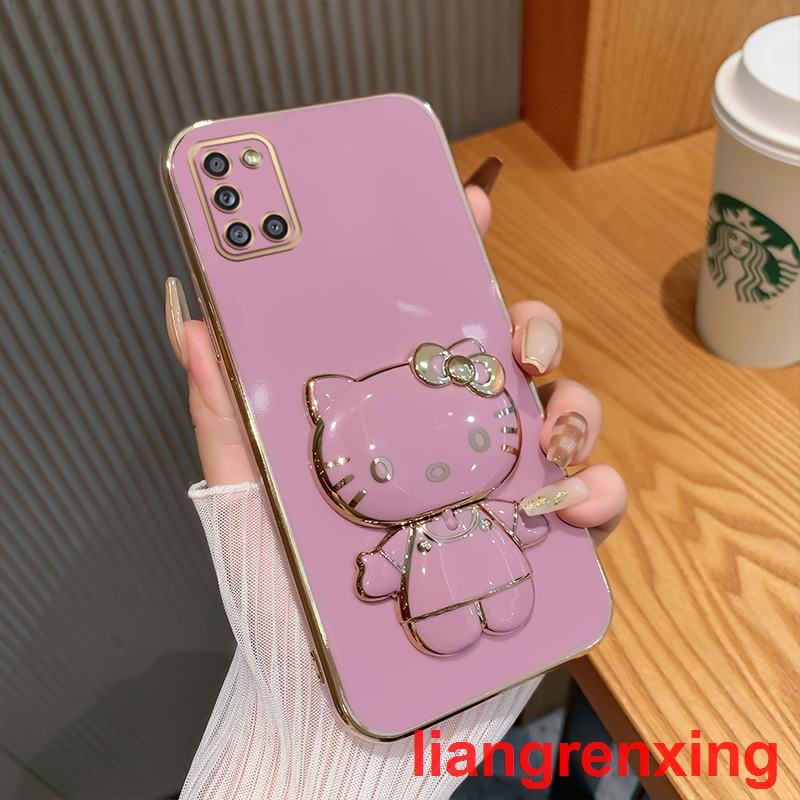 Ốp lưng SAMSUNG a31 Ốp Điện Thoại Silicon Chống Sốc Tráng Gương Hình Mèo Kitty Cho SAMSUNG a31 DDJZM01 SAMSUNG a31 viền vuông cute