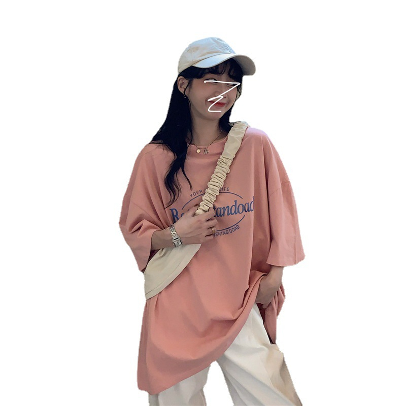 Áo Thun Tay Ngắn Cổ Tròn Dáng Rộng In Họa Tiết Thời Trang Mùa Hè Phong Cách Hàn Quốc Cho Nữ