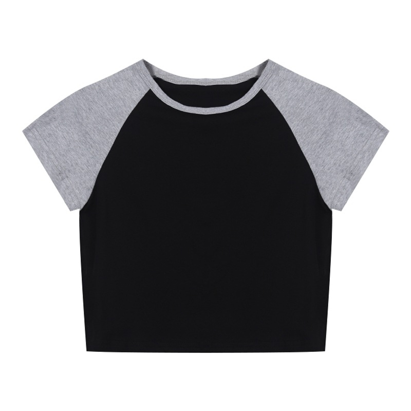 Áo Thun Tay Ngắn Cổ Tròn Phối Màu Thời Trang Mùa Hè Phong Cách Hàn Quốc Cho Nữ