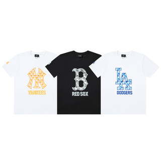Ny & MLB Thời trang mùa hè thêu cotton ngắn tay nam nữ cùng phong cách