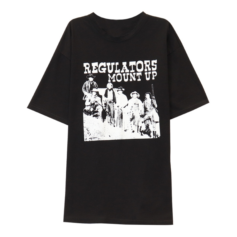 Áo Thun Nữ Ngắn Tay Cổ Tròn Dáng Rộng In Họa Tiết Phong Cách Hàn Quốc Mới