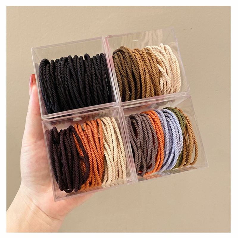 Set 50 Dây Buộc Tóc Cao Su Co Giãn Nhiều Màu Sắc Phong Cách Hàn Quốc