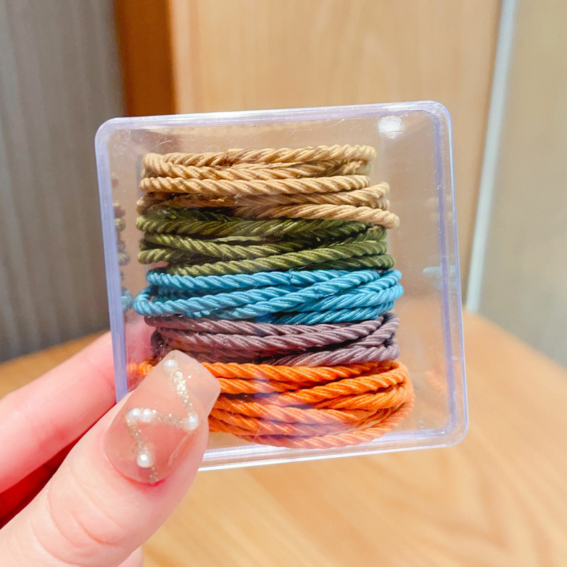 Set 50 Dây Buộc Tóc Cao Su Co Giãn Nhiều Màu Sắc Phong Cách Hàn Quốc